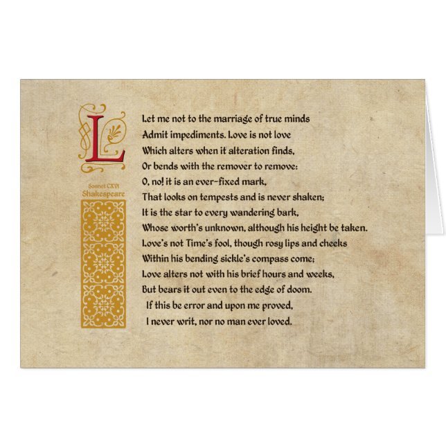 Shakespeare Sonnet 116 (CXVI) on Parchment (Front Horizontal)