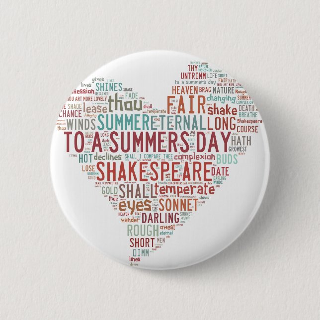 Shakespeare Sonnet 18 2 Inch Round Button (Front)