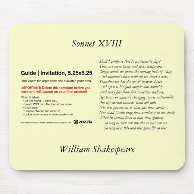 Shakespeare Sonnet # 18 Mouse Pad (Front)