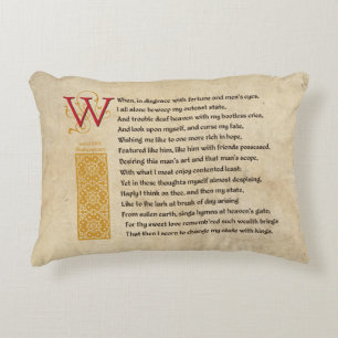 Shakespeare Sonnet 29 (XXIX) on Parchment Accent Pillow