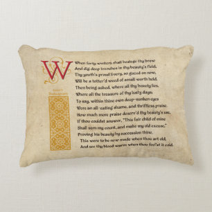 Shakespeare Sonnet 2 (II) on Parchment Accent Pillow