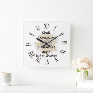 Shakespeare Summer Quote Decor For Home Square Wall Clock
