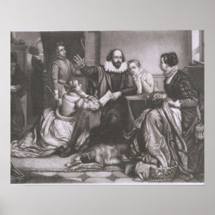 Shakespeare with his Family, at Stratford, Recitin Poster