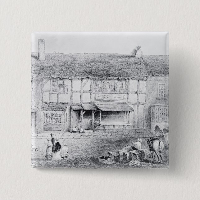Shakespeare's Birthplace 2 Inch Square Button (Front)
