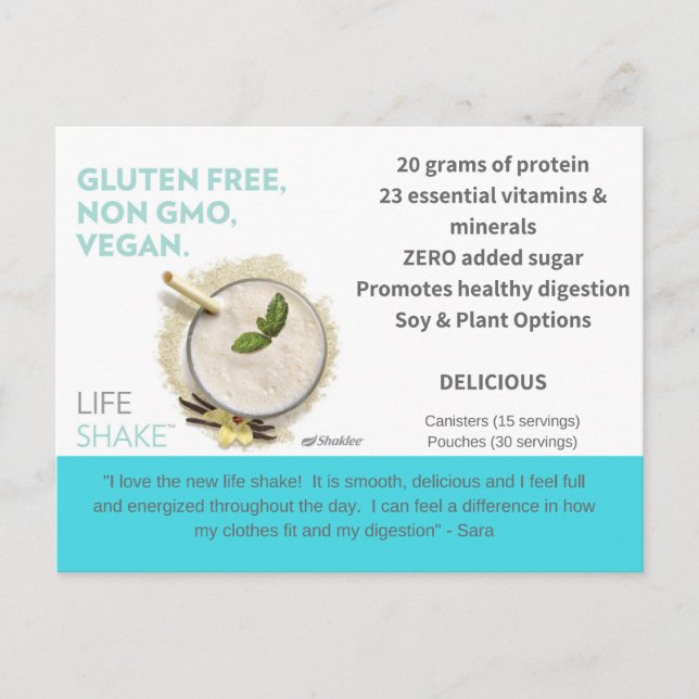 Shaklee Life Shake Postcard (Front)