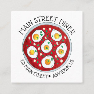 Shakshouka Poached Eggs Tomato Sauce Israeli Food Square Business Card