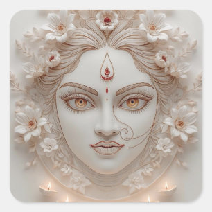 Shakti Within – Minimal Devi Illustration Square Sticker