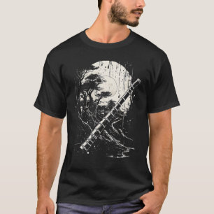 Shakuhachi Japanese Bamboo Flute Japanese Art Dist T-Shirt