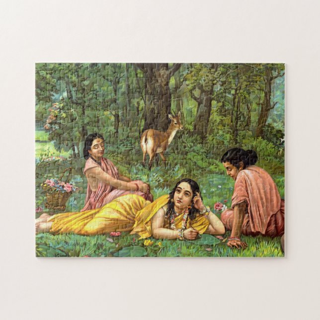 Shakuntala Patralekhana by Raja Ravi Varma Jigsaw Puzzle (Horizontal)