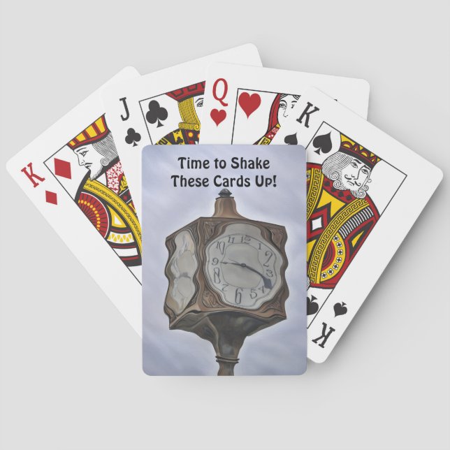 Shaky Cards Clock Art Playing Cards (Back)