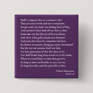 Shall I compare thee to a summer's day? sonnet 18 2 Inch Square Button