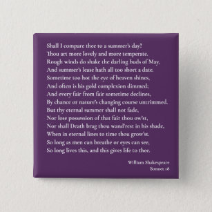 Shall I compare thee to a summer's day? sonnet 18 2 Inch Square Button