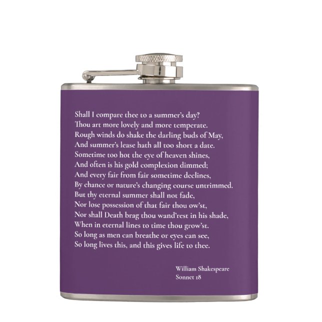 Shall I compare thee to a summer's day? sonnet 18 Hip Flask (Front)