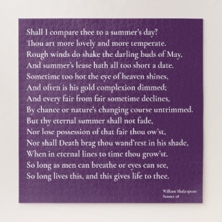 Shall I compare thee to a summer's day? sonnet 18 Jigsaw Puzzle