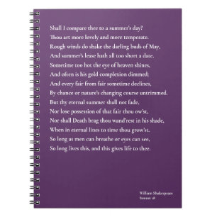 Shall I compare thee to a summer's day? sonnet 18 Notebook