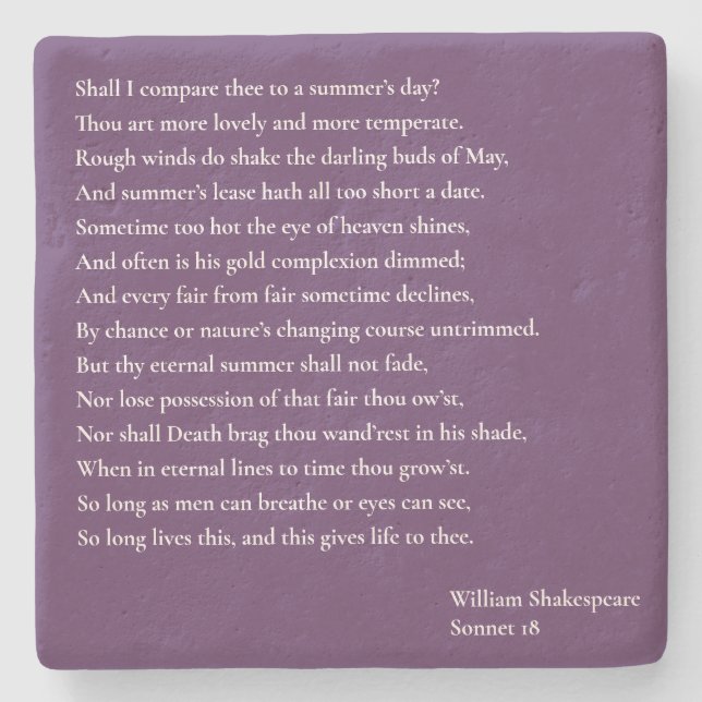 Shall I compare thee to a summer's day? sonnet 18 Stone Coaster (Front)
