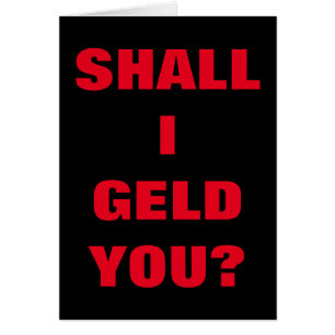 SHALL I GELD YOU?