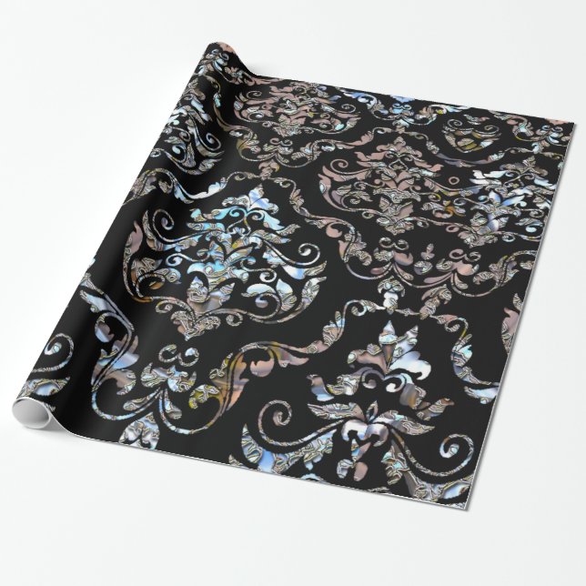Shalliveye III Baroque Damask Glossy Wrapping Paper (Unrolled)