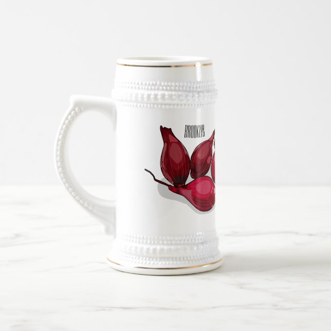 Shallot cartoon illustration beer stein (Left)