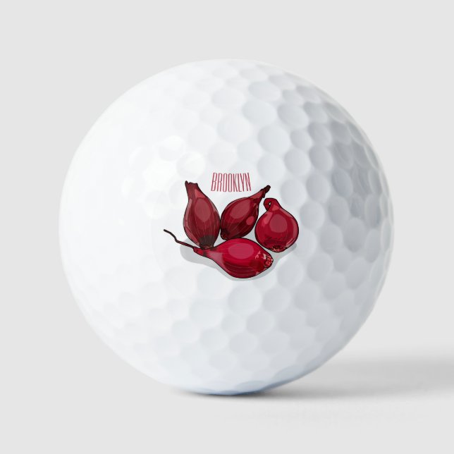 Shallot cartoon illustration golf balls (Front)
