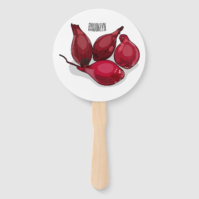 Shallot cartoon illustration hand fan (Front)