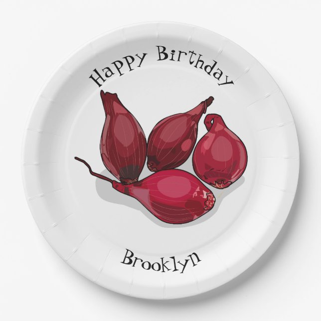 Shallot cartoon illustration paper plate (Front)