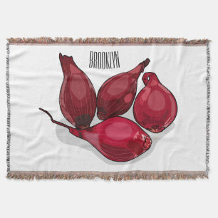 Shallot cartoon illustration throw blanket