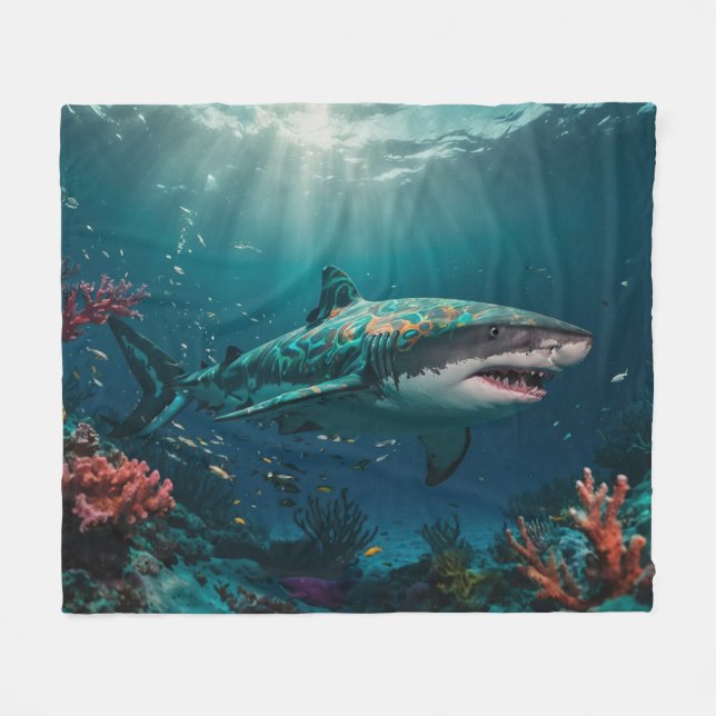 Shallow Water Tropical Shark  Fleece Blanket (Front (Horizontal))