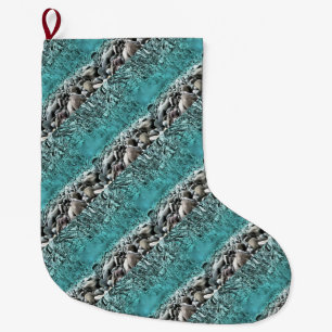 Shallow Waters Artistic Aegean Art Large Christmas Stocking