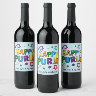 Shaloch Manot - Personalized Blue Wine Label