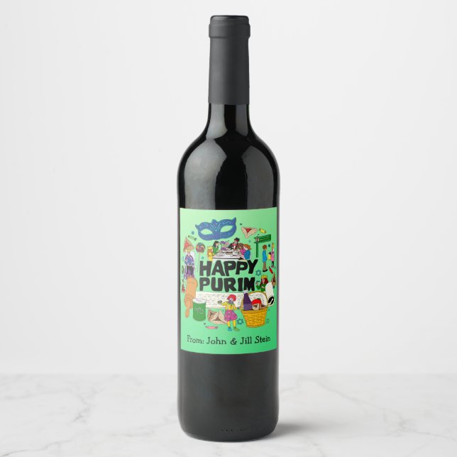 Shaloch Manot - Personalized Wine Label (Front)