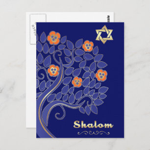 Shalom at Passover. Spring Flowering Tree Postcard