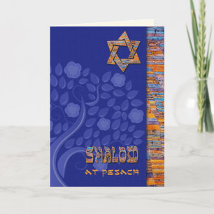 Shalom at Pesach. Spring Flowering Tree Card