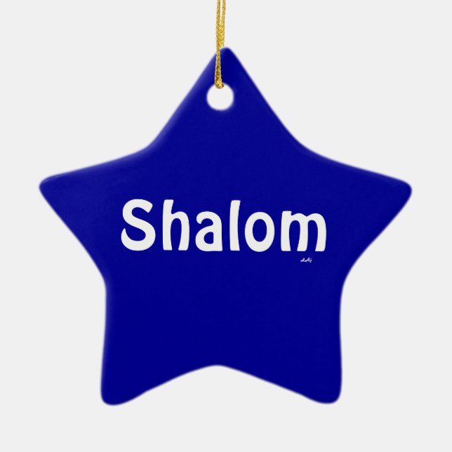 Shalom Blue White Star Ornament (Front)