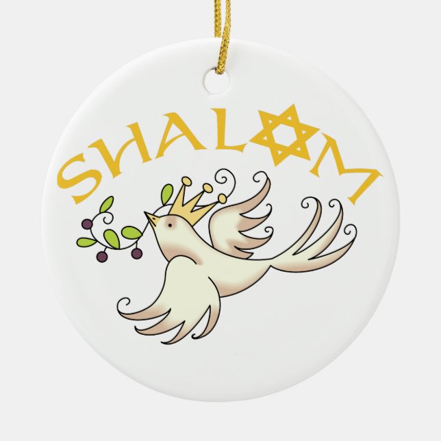 Shalom Ceramic Ornament (Front)