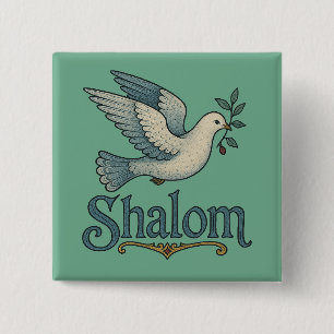 Shalom Dove Peace Earth                            2 Inch Square Button