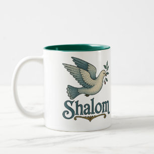 Shalom Dove Peace Earth                            Two-Tone Coffee Mug