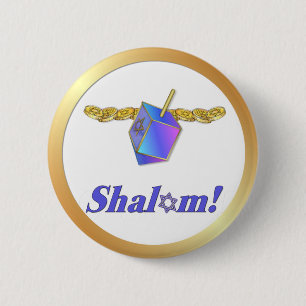 Shalom Hanukkah 2 Inch Round Button