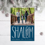 Shalom Hanukkah Holiday Photo Silver Foil Card<br><div class="desc">Real foil hand lettered "Shalom" with landscape photo on top. White area colour is customizable as well as the back side.  Choose your foil colour: gold,  silver or rose gold,  and backer colour. Add more photos to the back or write a message.</div>