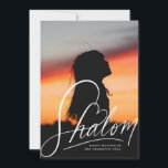 Shalom Heart Hand Lettering Hanukkah Photo Card<br><div class="desc">hand lettered "shalom" with heart,  editable colour and scale; optional message on the back or add more photos</div>