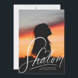 Shalom Heart Hand Lettering Hanukkah Photo Card<br><div class="desc">hand lettered "shalom" with heart,  editable colour and scale; optional message on the back or add more photos</div>