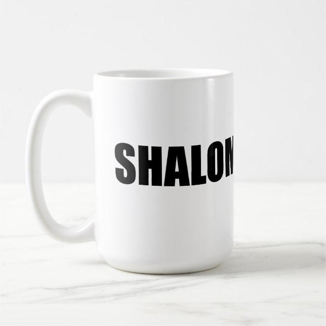 Shalom Hebrew word peace Coffee Mug (Left)