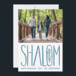 Shalom Lettering Hanukkah Photo Card<br><div class="desc">hand lettered "shalom" with sketched olive branch,  editable colour and scale; optional message on the back or add more photos</div>