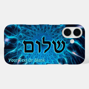 Shalom On Blue Fractal iPhone 16 Case