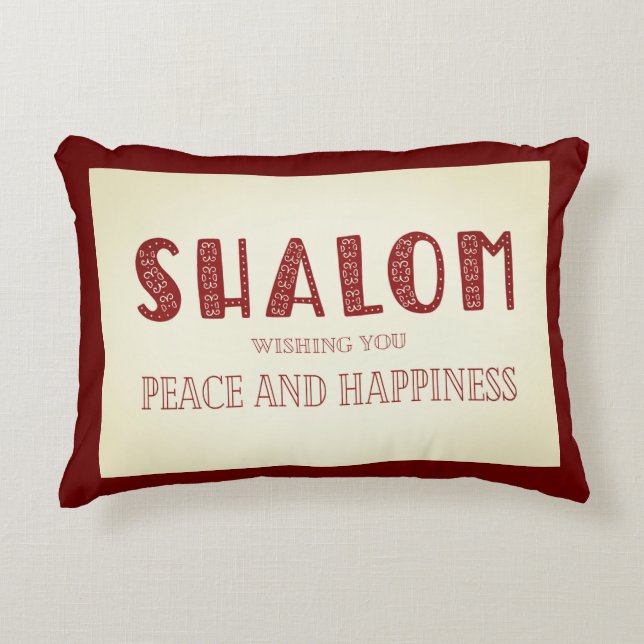 SHALOM Peace And Happiness Accent Pillow (Front)