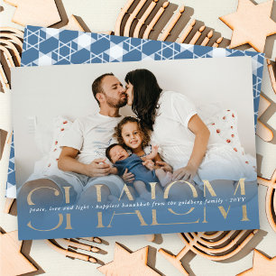 Shalom Peace Love Light Modern Hanukkah Photo Card
