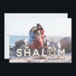 Shalom Star Hanukkah Card - Gold<br><div class="desc">The word "Shalom" says it all on this modern Hanukkah Photo Card featuring the Star of David. Background colour on the back is customizable. Look for coordinating products from Parcel Studios.</div>