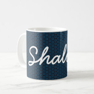 Shalom Star of David Judaica Blue White Coffee Mug