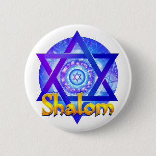 SHALOM with Star of David Medallion 2 Inch Round Button