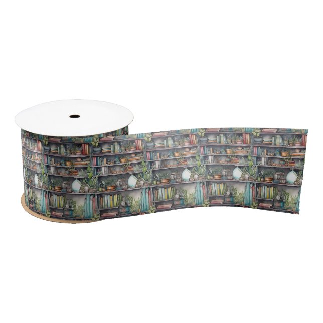 Shalvah - portrait of a bookshelf Satin Satin Ribbon (Spool)